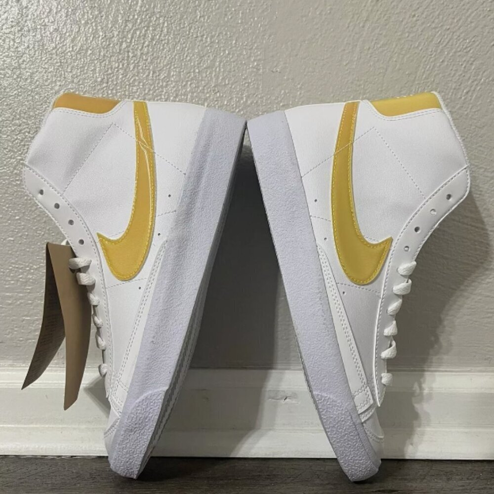 NIKE BLAZER MID NN GS KWE 77 WHITE YELLOW Shoe Size 7Y/Women 8.5 FJ4670-100​​​ - Picture 7 of 11
